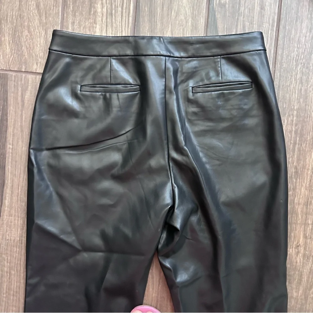J. Crew Kate Straight Leg Pants in Faux Leather Black Sz 14